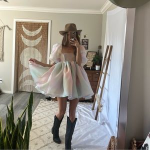 SELKIE rainbow puff dress  🌈